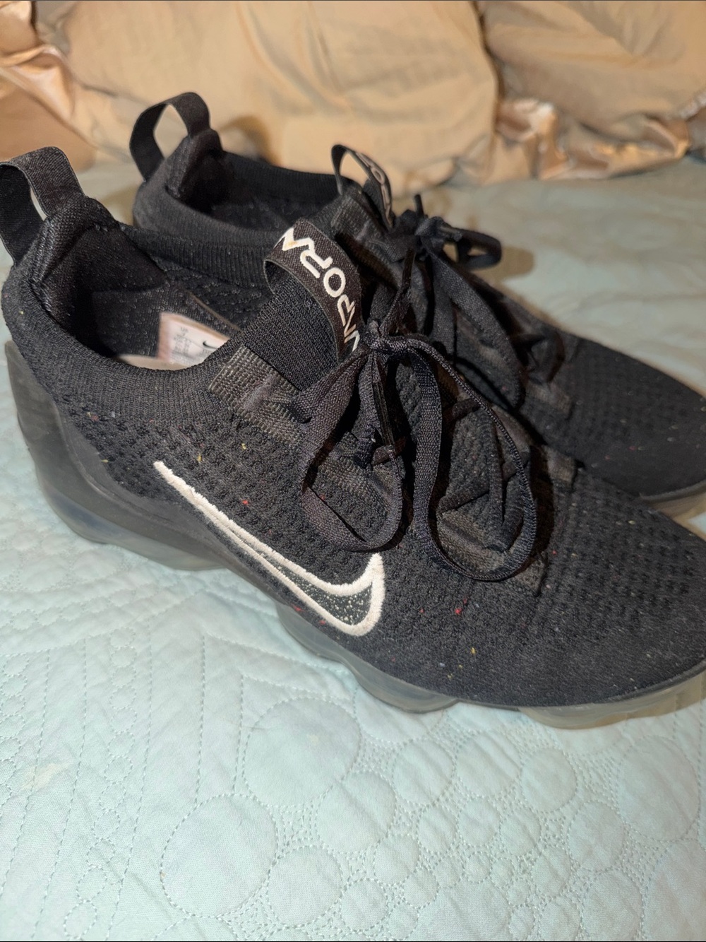 Nike vapor max Black Knit Sneakers with White Swoosh